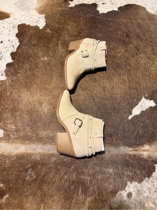 Jellypop Shoes - Jellypop Beige Suede Buckle Ankle Booties